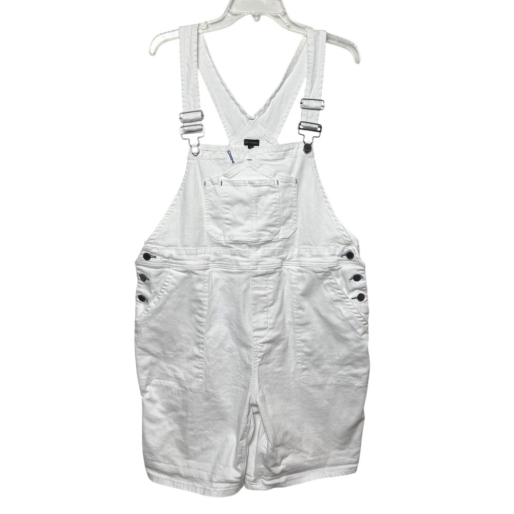 Coco + Carmen White Denim Shortall Overalls XL Boho Summer Utility